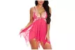 Women Lingerie V Neck Lace Front Closure Babydoll Mesh Sleepwear Lingerie Set - Image 5