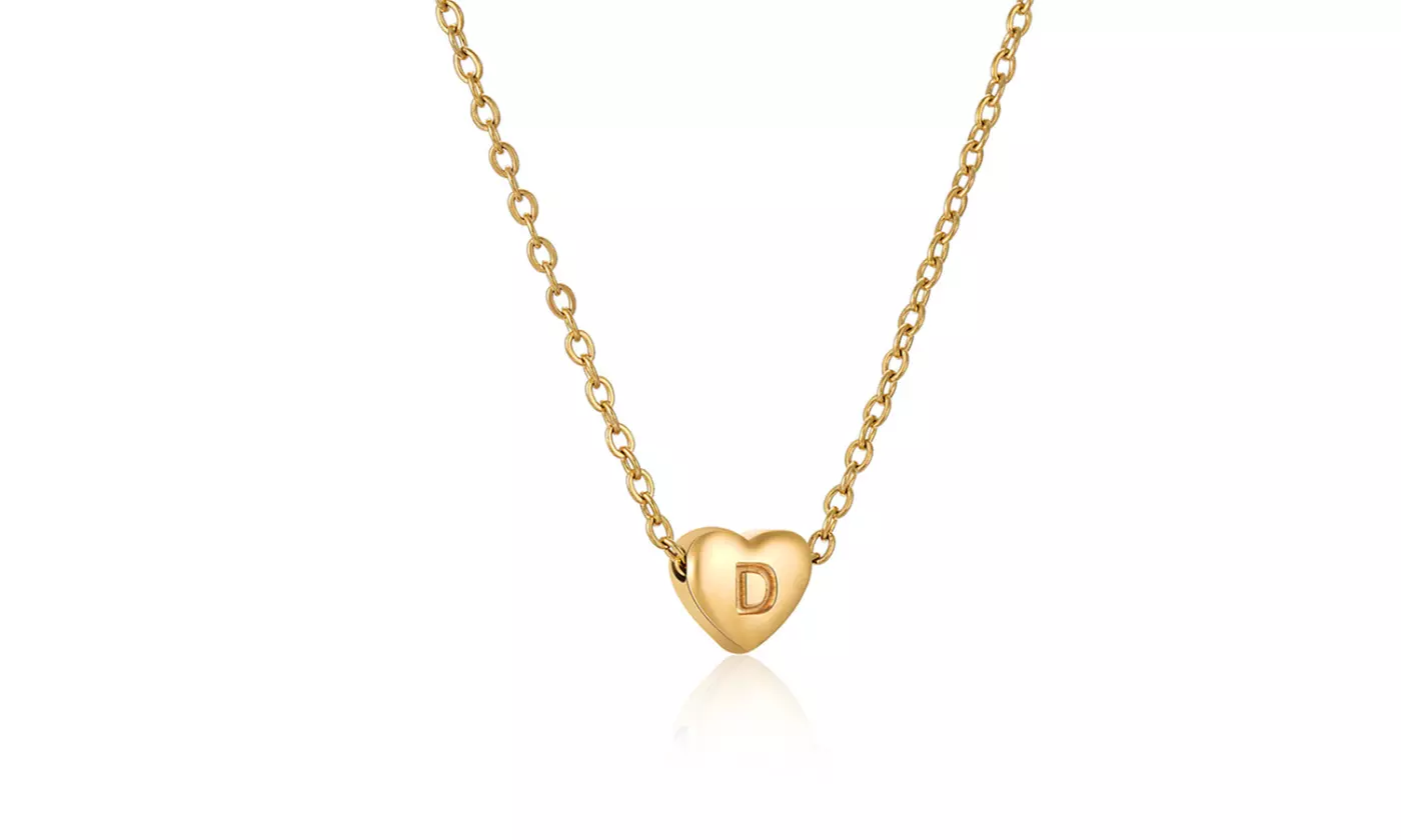 Initial Heart Pendant Necklace Letter Heart Choker Necklace