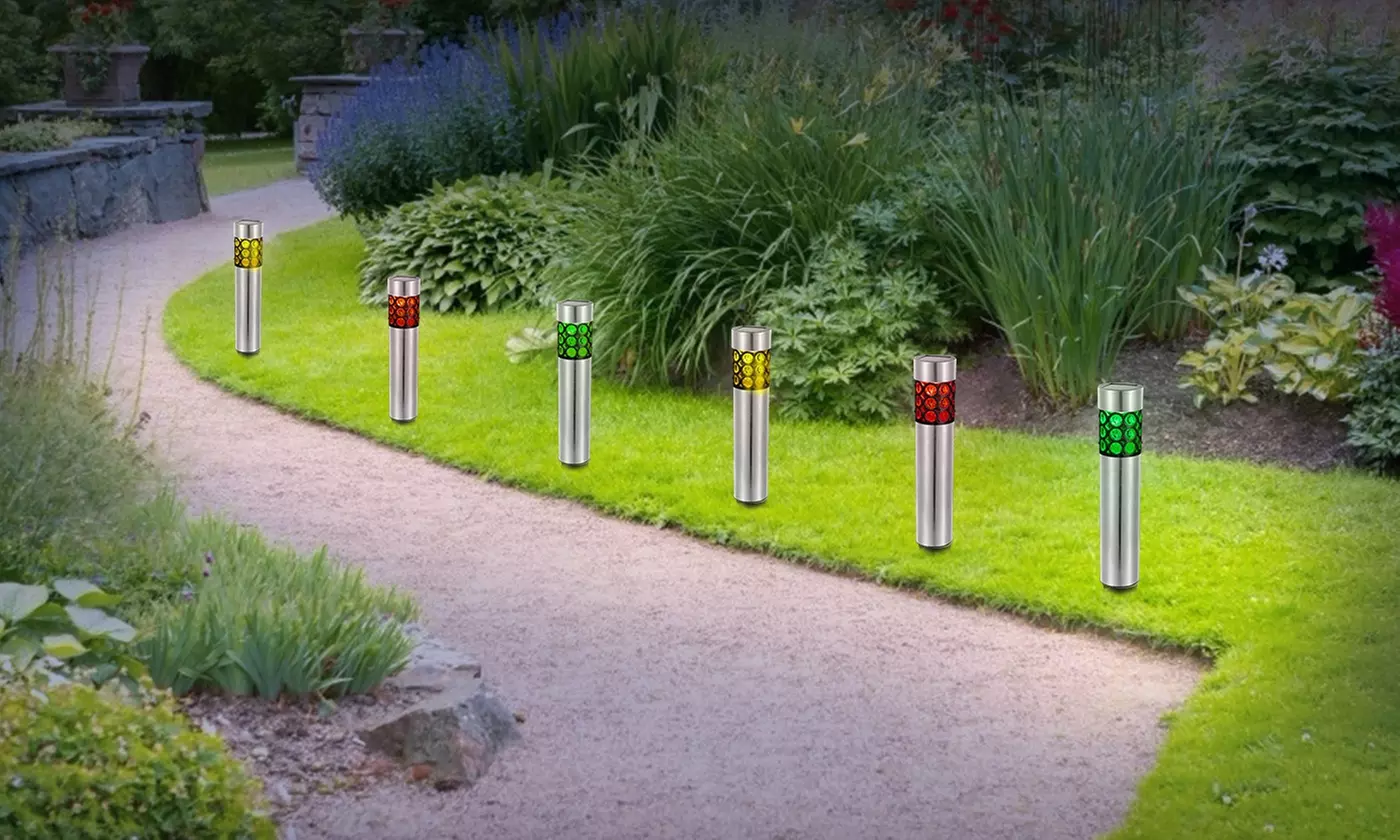 SolarEK Circular Color-Changing Solar Garden Pathway Light Set (6 or 12 Pack)