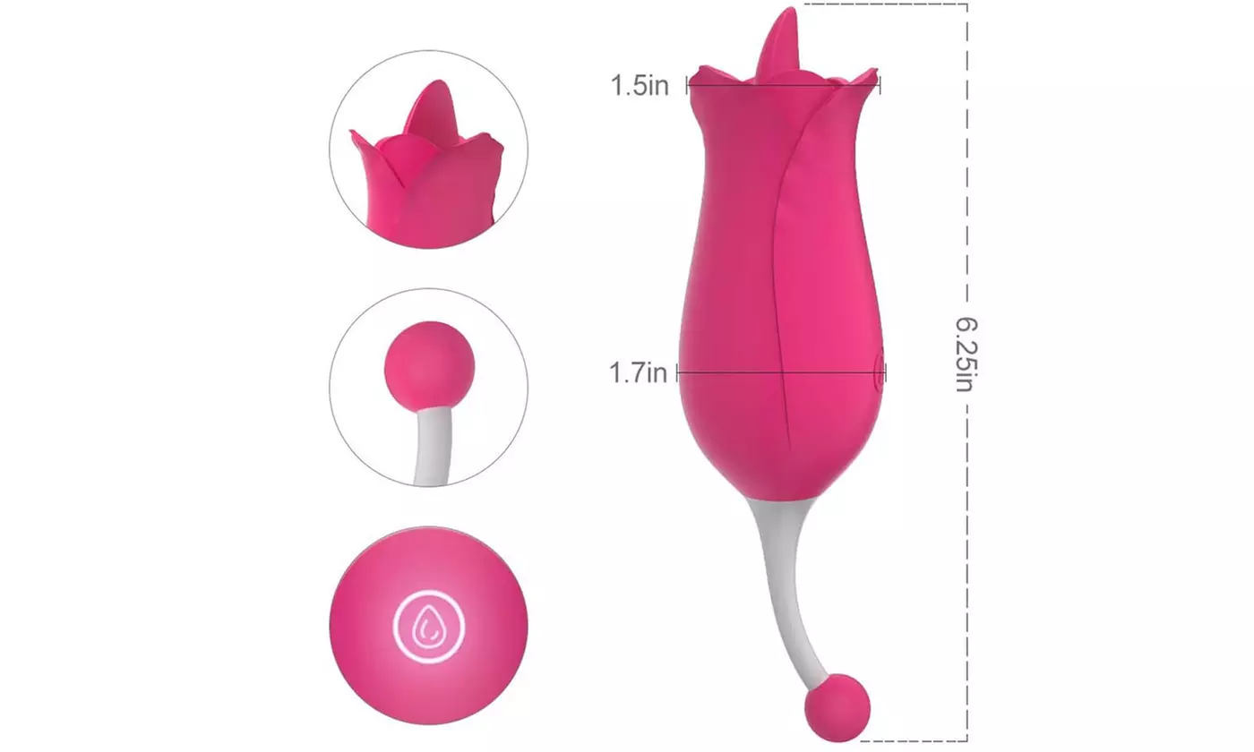 2 in 1 Licking G-Spot Clitoral Vibrator Tongue Stimulator Nipple Massager 