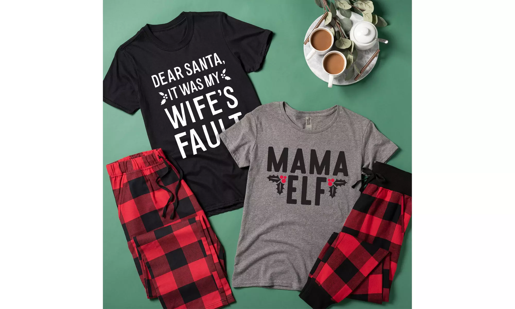 Couple's Christmas Flannel Pajama Sets - Primary Image