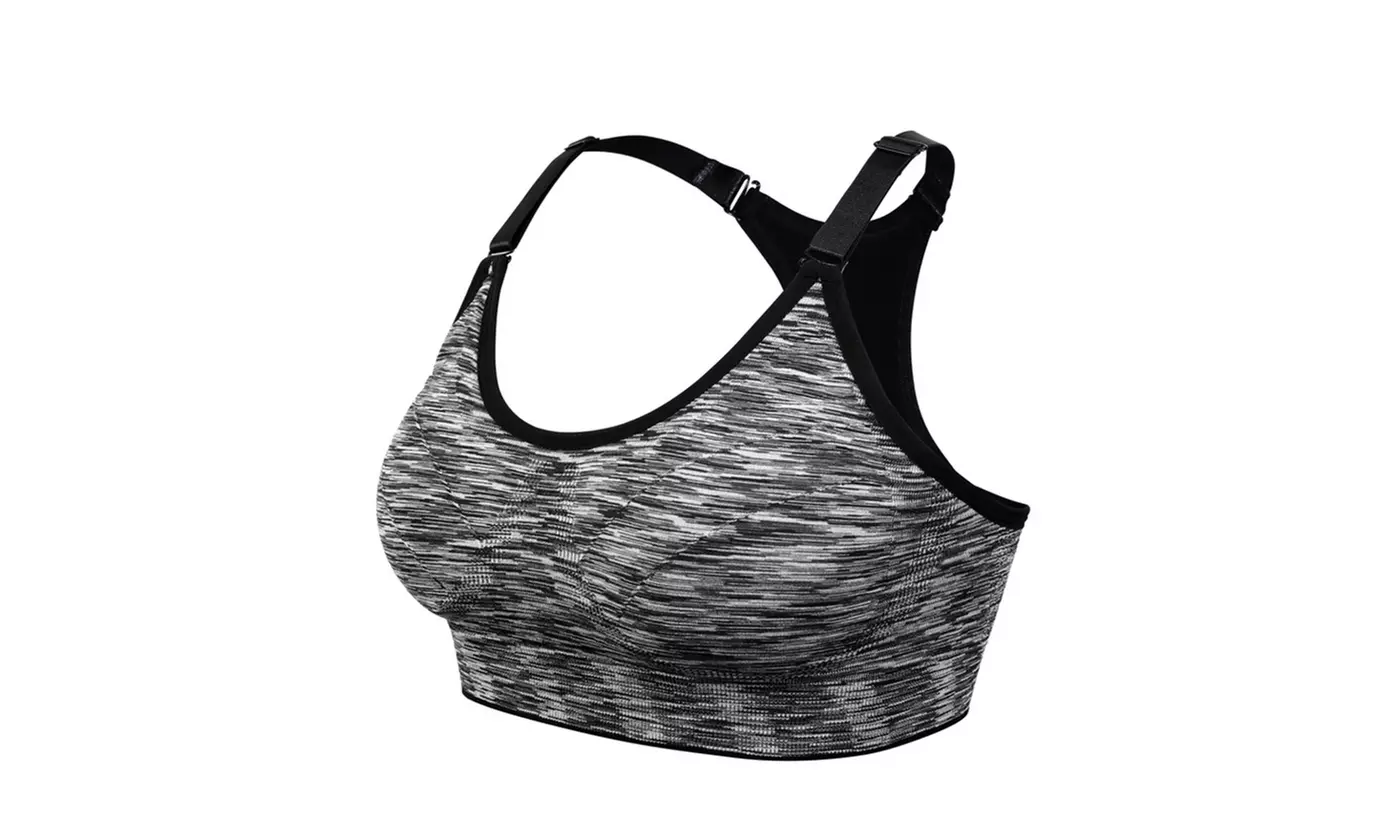 1-3 Pack Women Racerback Sports Bras Space Dye Seamless Stretchy Removable Pads