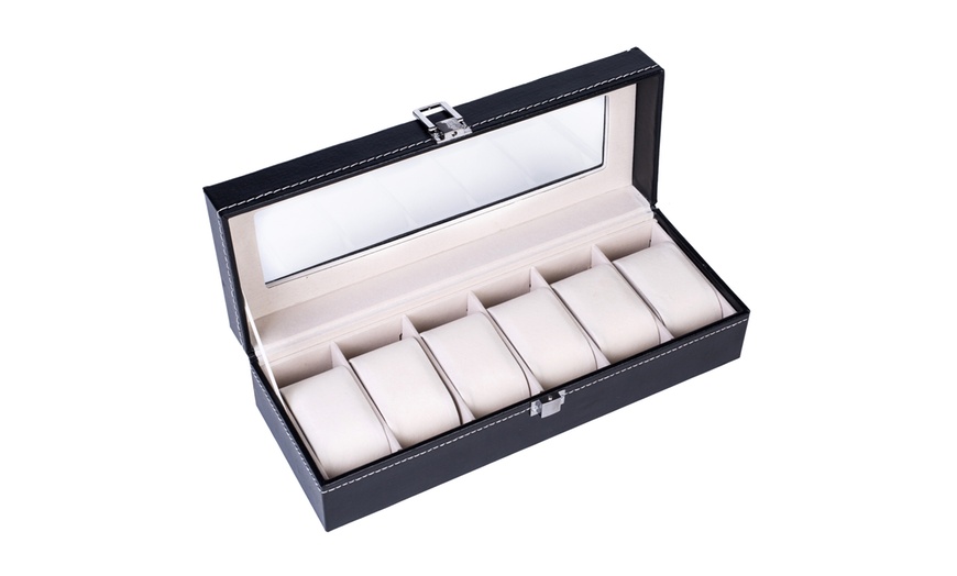 Up To 45% Off on 6 Slot Leather Watch Box Disp... | Groupon Goods