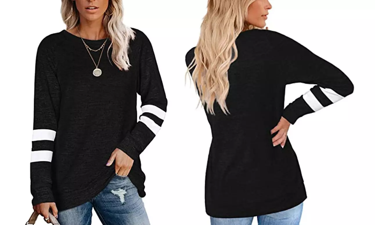 Haute Edition Women's Varsity Stripe Slouchy Tee