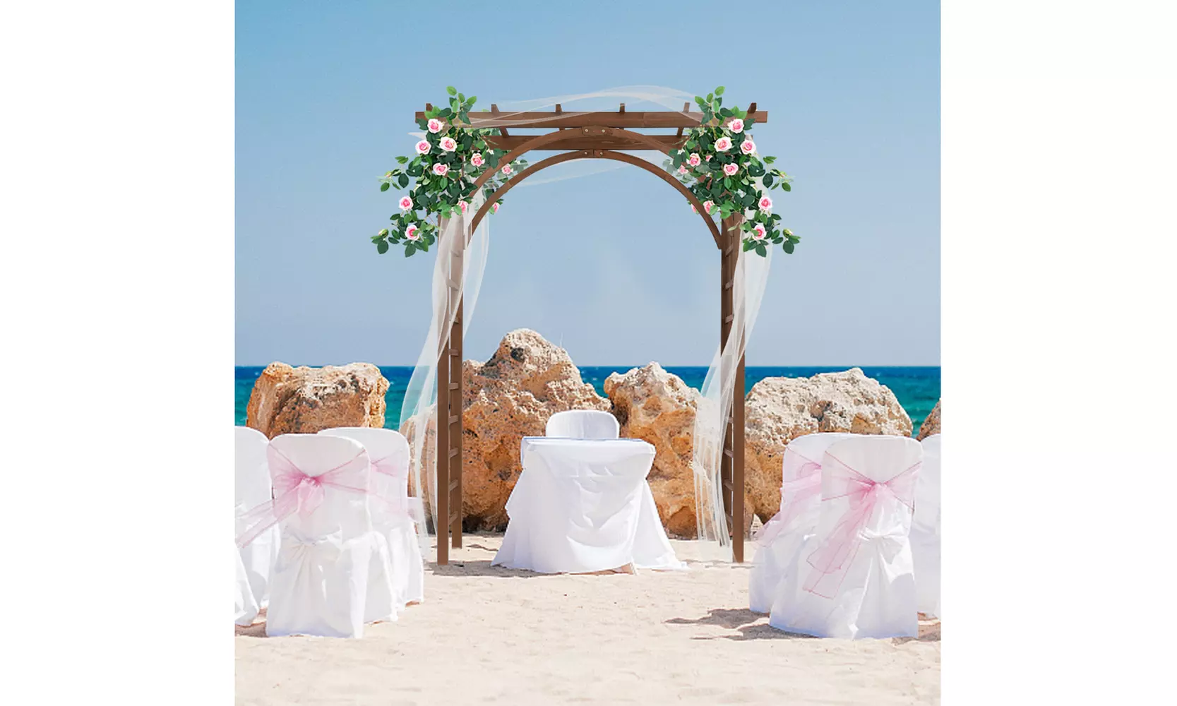 84"Beautiful And Practical Garden Arch Dark Brown - Primary Image