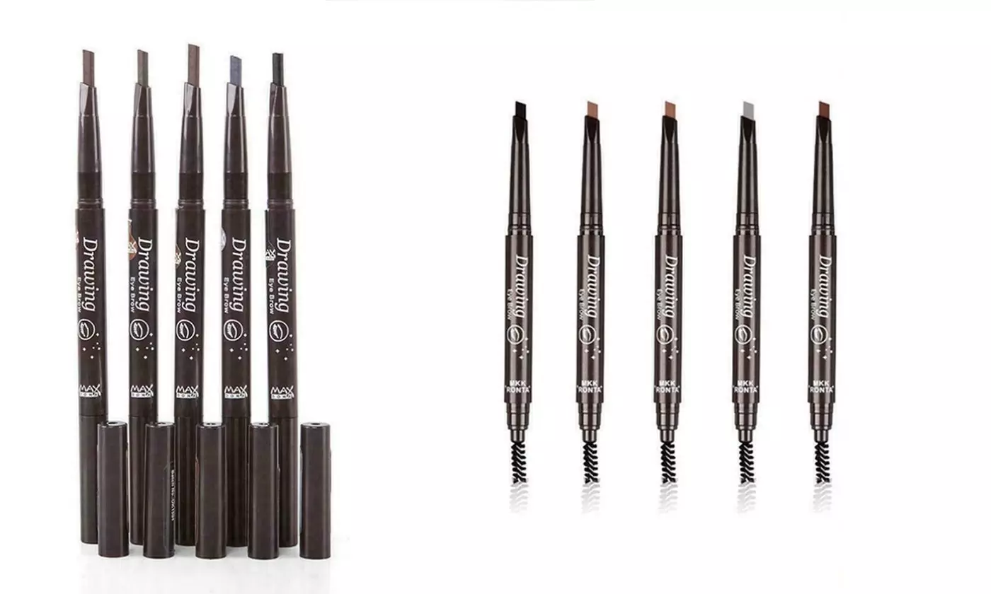 2x Waterproof Eyebrow Pencil Eyeliner Retractable Slant Tip with Brush Double - Primary Image