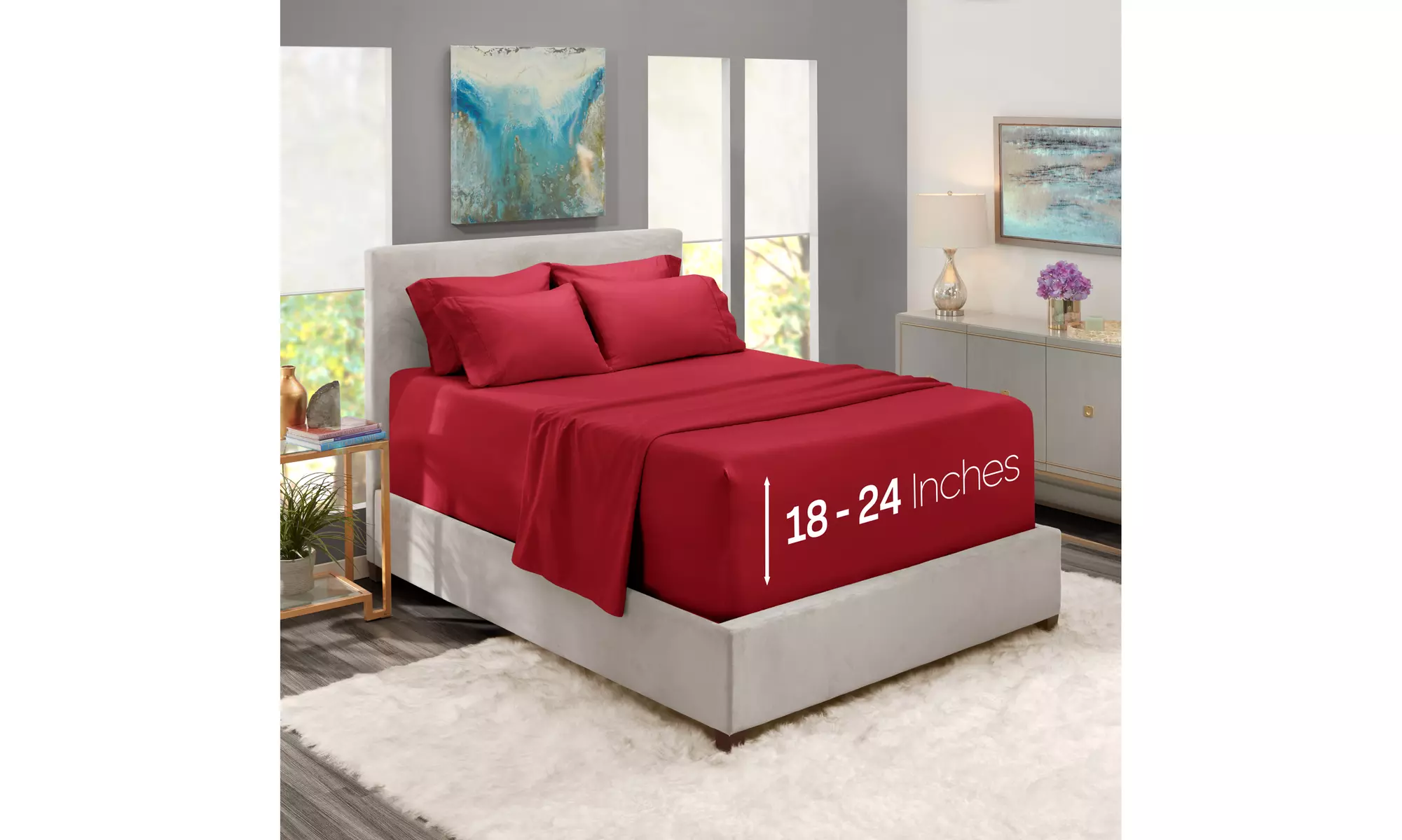 Nestl Extra Deep Pocket Sheets - 18-24 Inch Fitted Bed Sheet Set - 6 Piece
