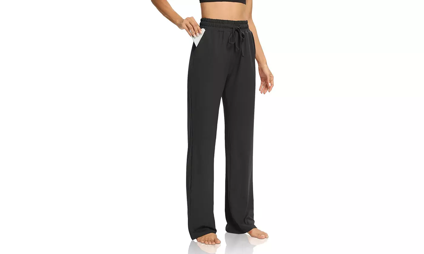 Womens Wide Leg Yoga Sweatpants Lounge Pajamas Pants