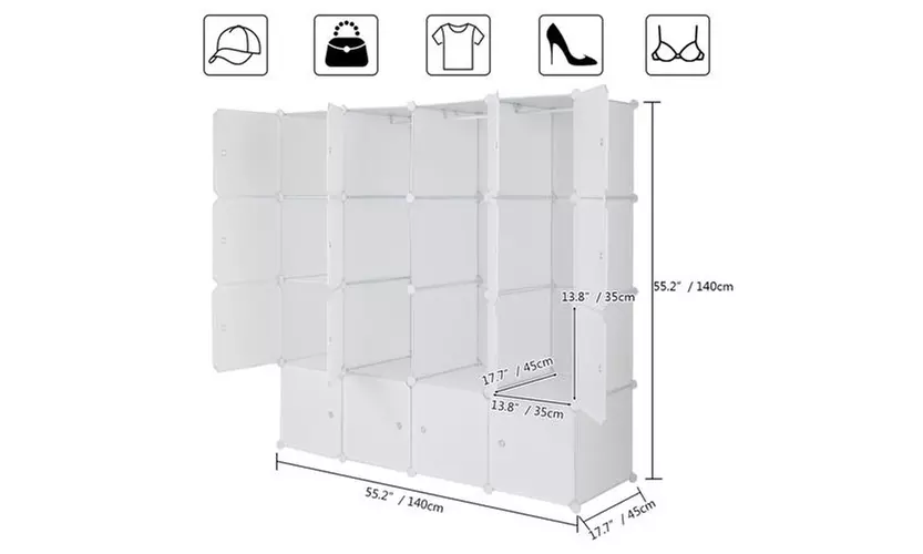 16 Cube Organizer Stackable Plastic Storage Shelves Closet Cabinet - Second Medium