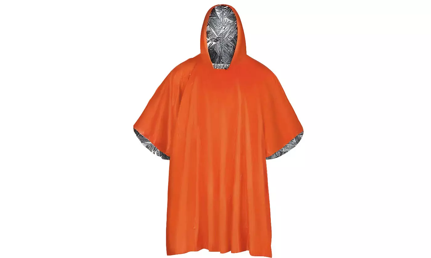 Reusable Mylar Thermal Blanket Poncho Emergency Survival Rain Camping Gear