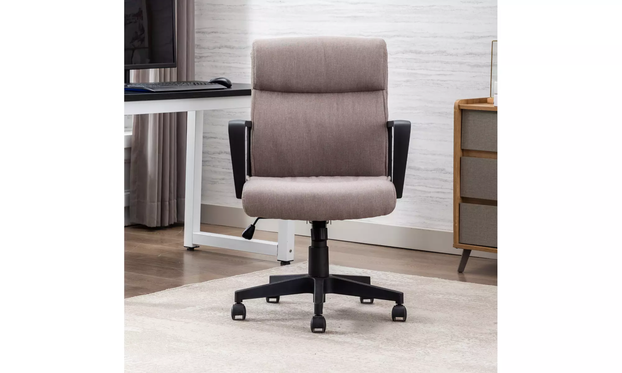 Home Office Chair Spring Cushion Mid Back Executive Desk Fabric Chair - Primary Image
