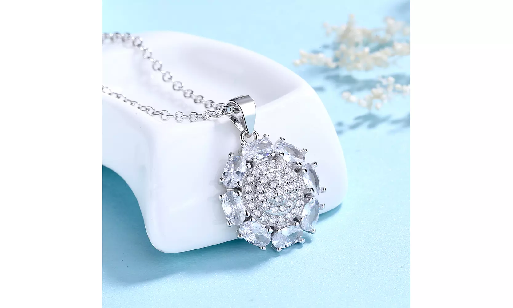 Sterling Silver Sunflower Pendant Necklace - Primary Image