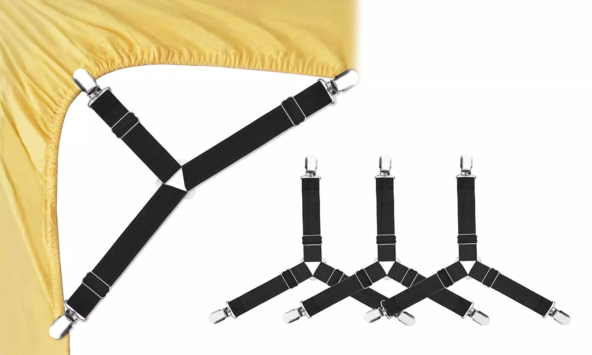 4 PCS Bed Sheet Fasteners Triangle Elastic Suspenders Gripper Holder Straps Clip - Primary Image