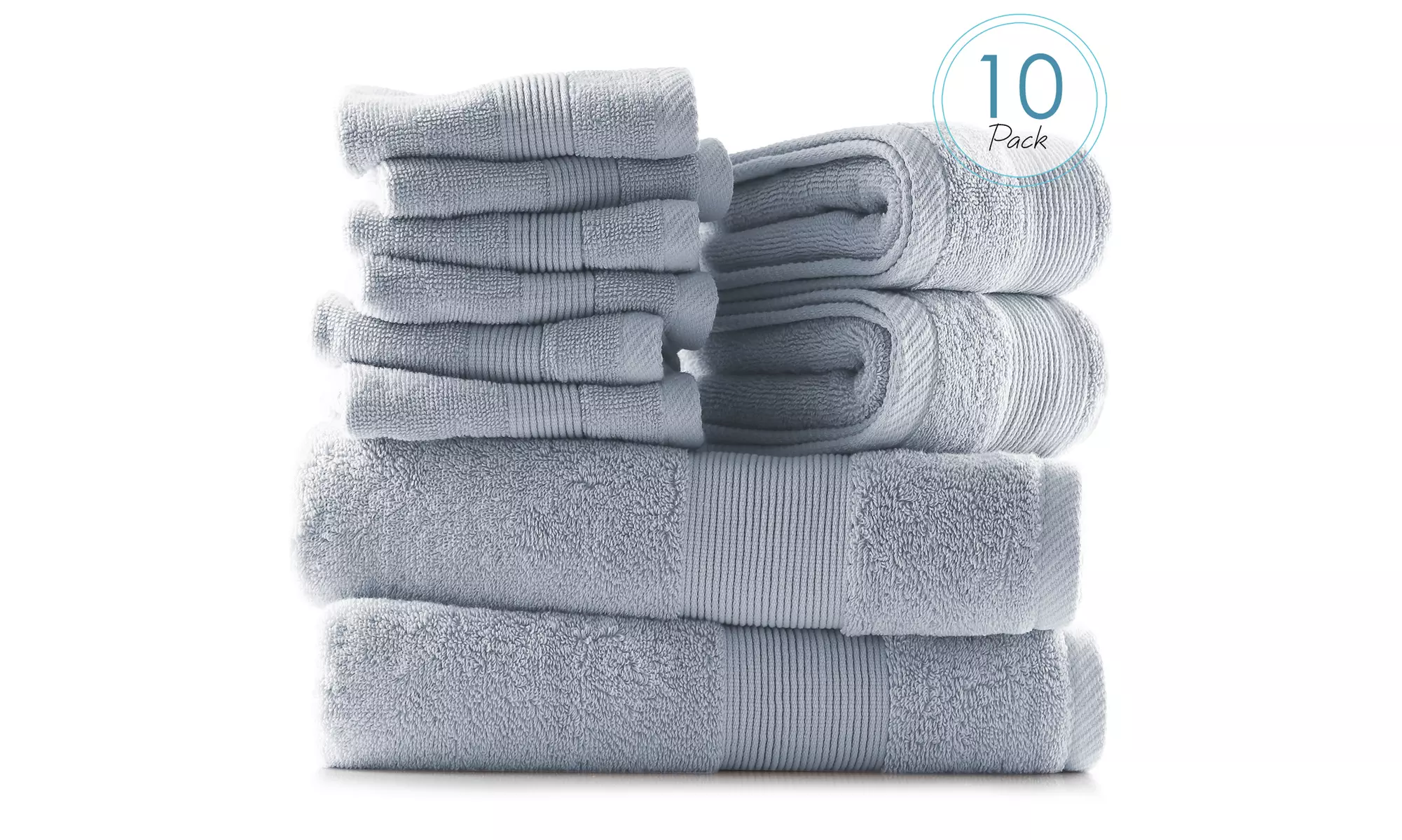 Hearth & Harbor Towels -100% Cotton Set of 10 ; 2 Bath, 2 Hand and 6 Washcloths