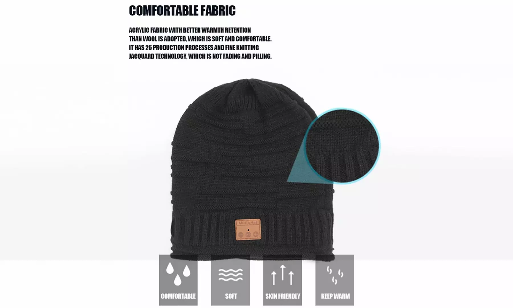 Unisex Knit Bluetooth Beanie Hat Wireless Headphones Hat with Winter Warm Gloves