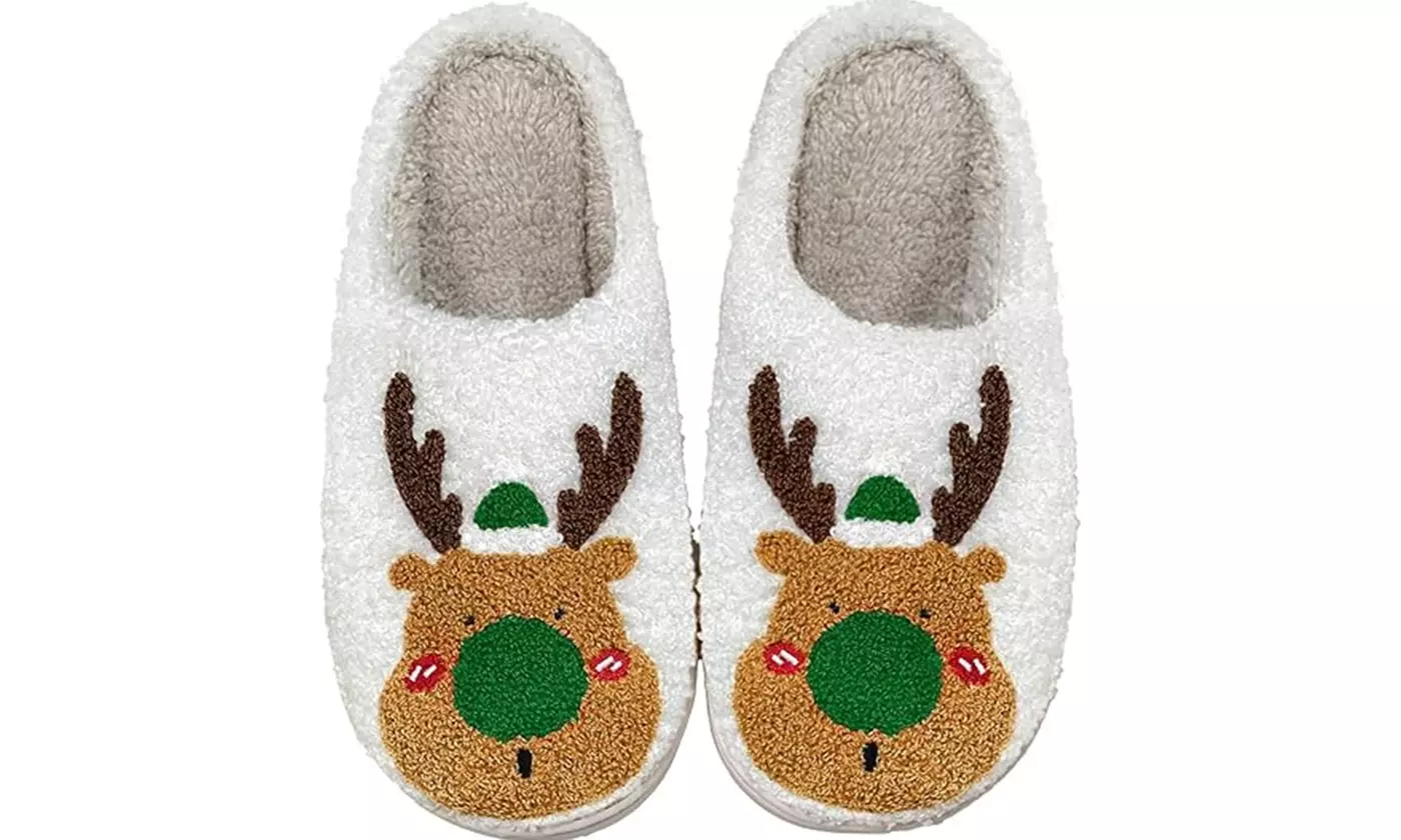 Cute Christmas Slippers for Women Warm Plush House Shoes