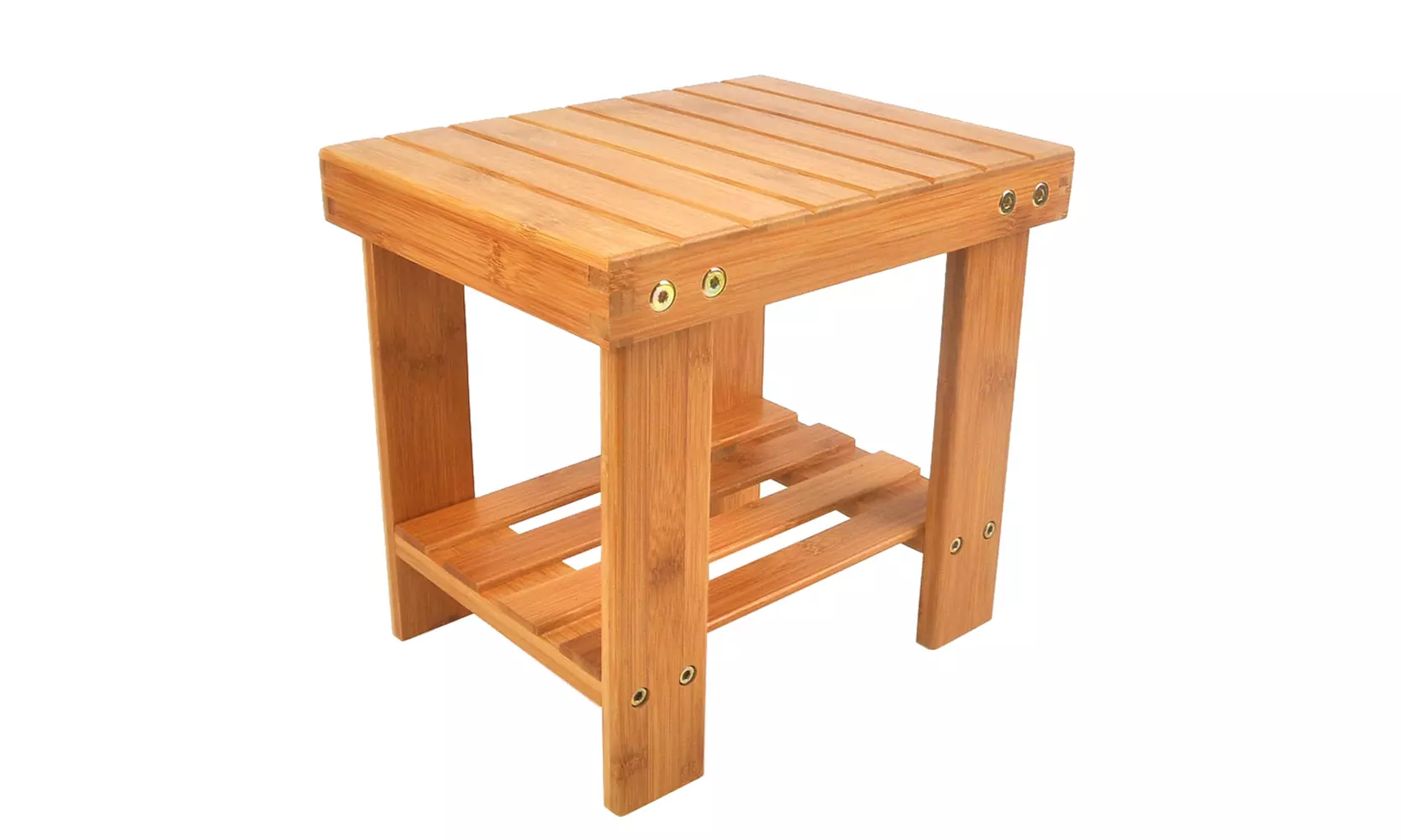 AT Children Bamboo Step Stool for Kids Bench Seat Wood Color - Primary Image