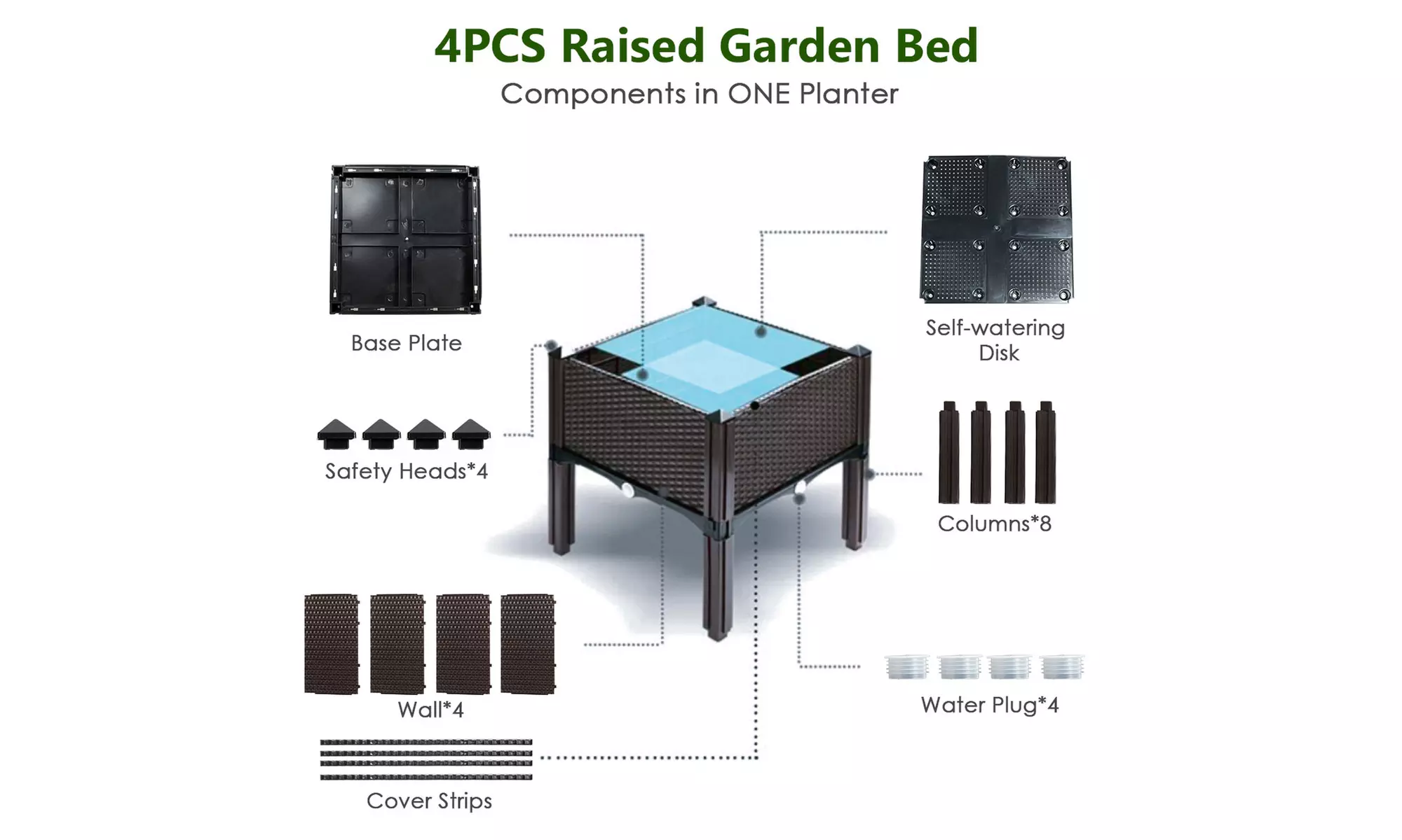 Costway Set of 4 Raised Garden Bed Elevated Flower Vegetable Herb Grow Planter