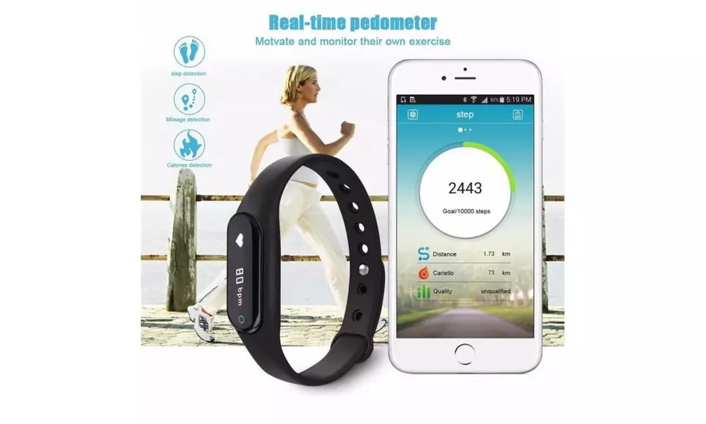 Outtop Sports Fitness Bluetooth Smart Bracelet Wristband for Android IOS Phones - Second Medium