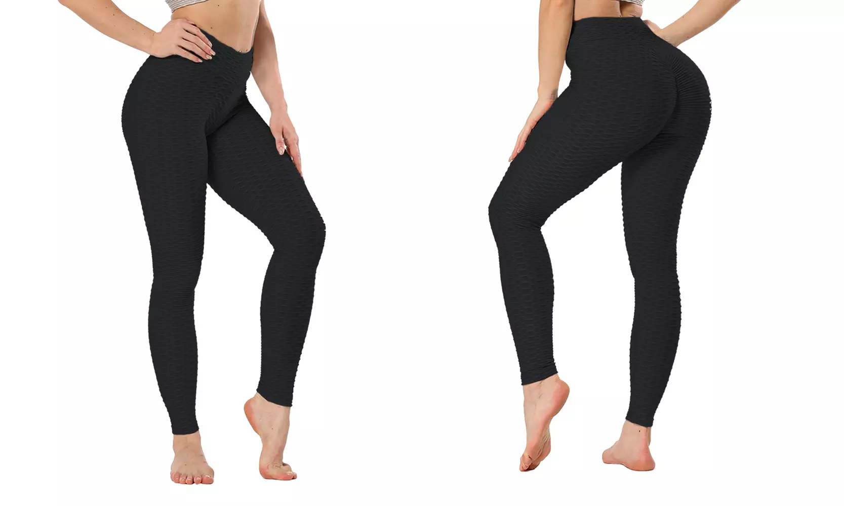 Women's High Waist Textured Butt Lifting Slimming Workout Leggings Tights Pants