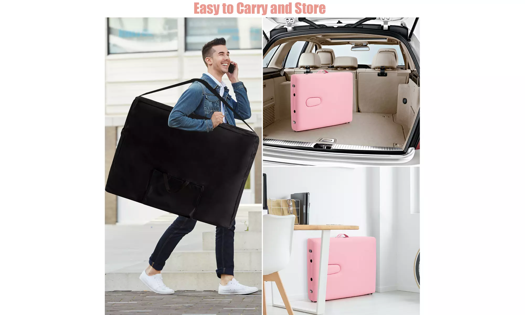 84" Portable Massage Table Adjustable Spa Bed with Carry Case