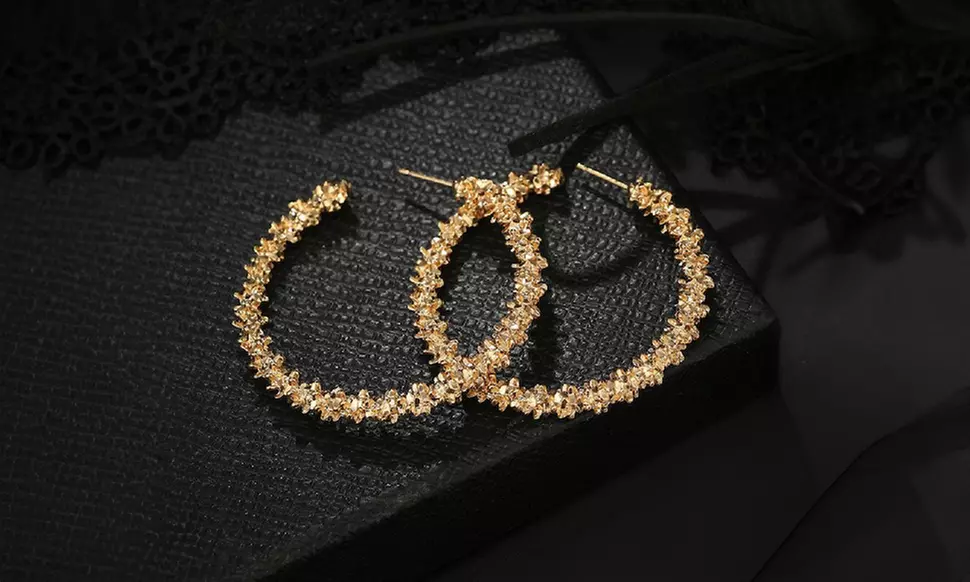14k Gold/Silver Plated Textured  Hoop Earrings
