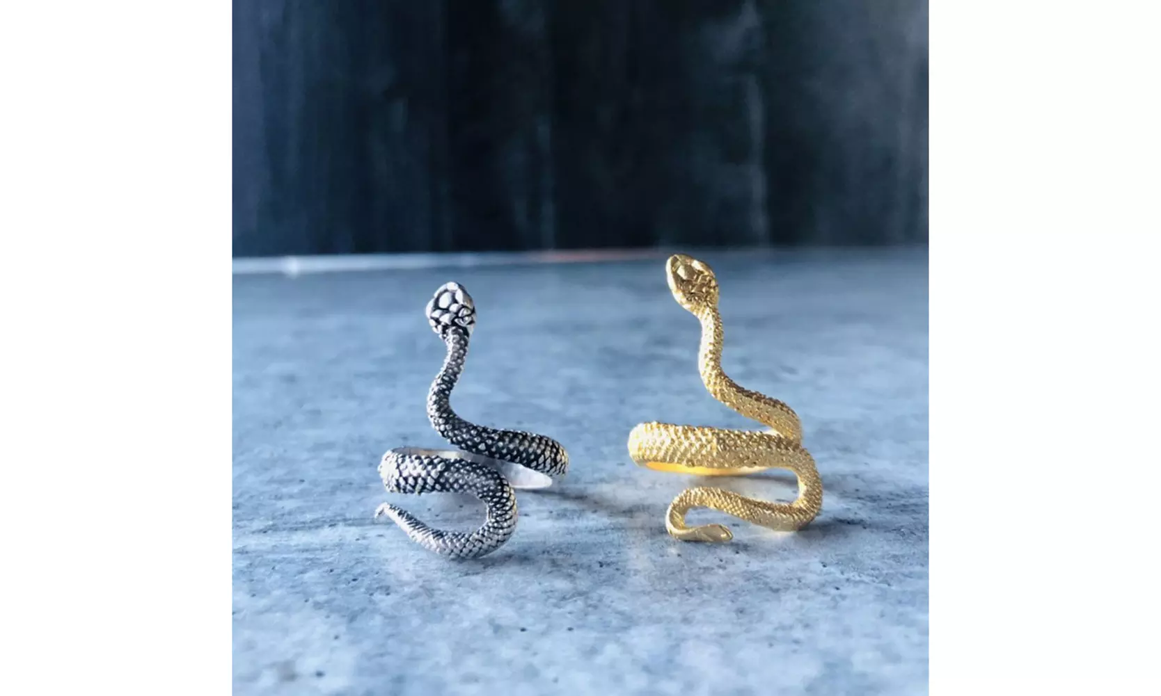 US 1-2 Stainless Steel Ring Snake Gothic Jewelry Retro Animal Adjustable Unisex