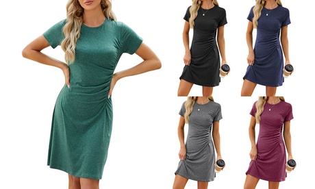 Women'sRuched T-shirt Bodycon Dress 2X Grey