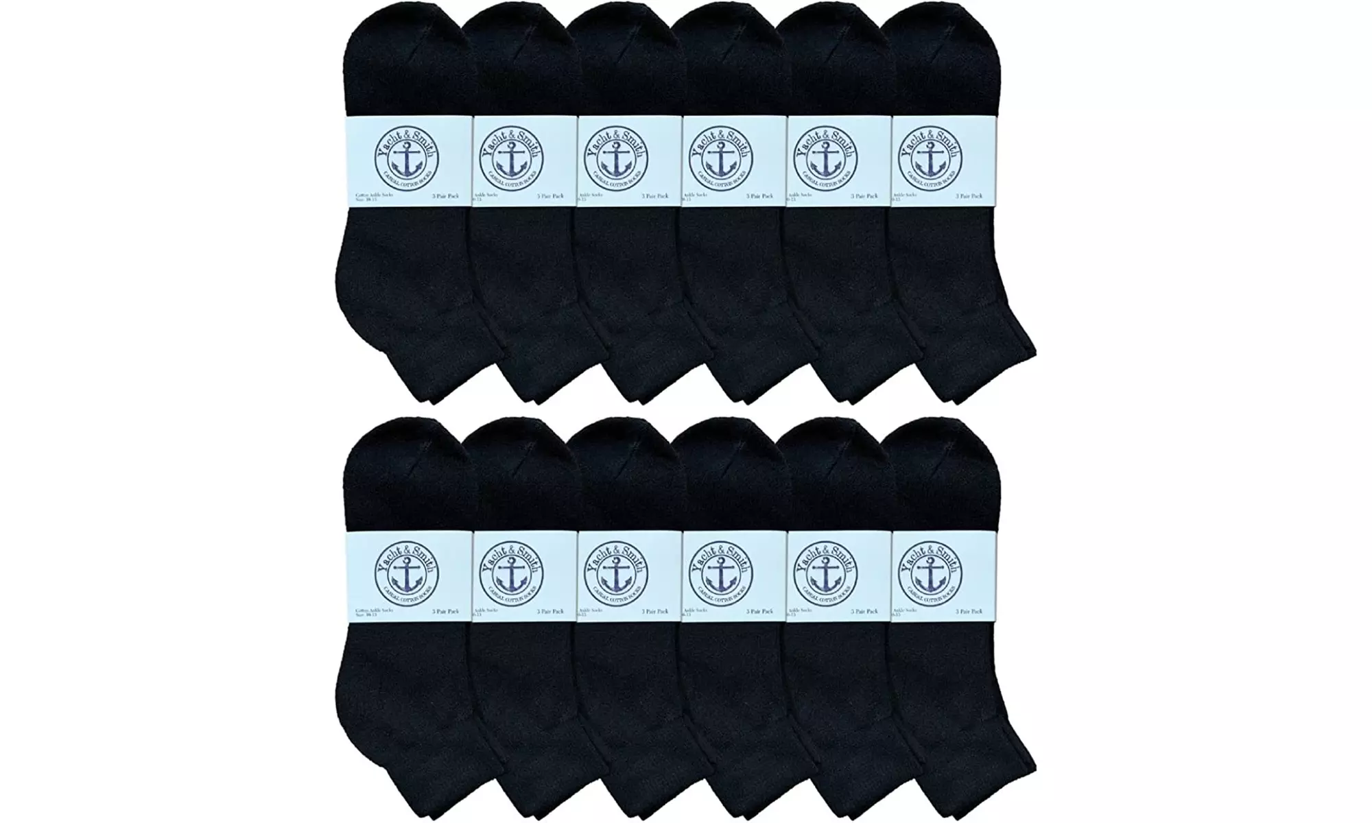 SOCKSNBULK Mens Black Quarter Ankle Athletic Socks for Men, Size 10-13 - Primary Image