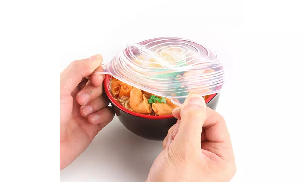 6PCS Stretch Reusable Silicone Bowl Wraps Food Saver Cover Seal Insta Lids - Primary Image