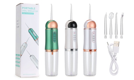 Cordless Water Flosser 3 Modes Dental Oral Irrigator Rechargeable IPX7 Waterpoof White Gold - C