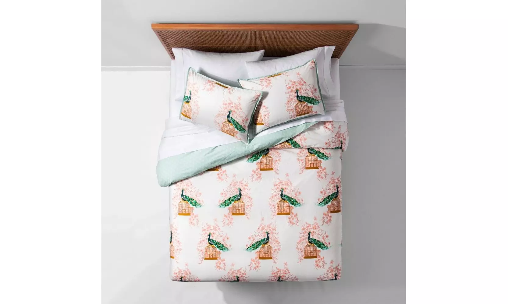 Opalhouse Reversible Indo Peacock Duvet Cover Set, Full Queen, White - Primary Image