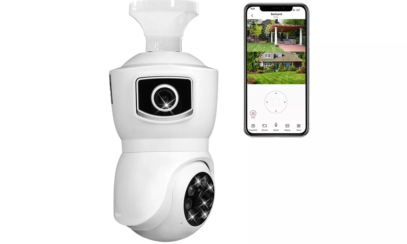 iMounTEK 1080P Dual Lens E27 WiFi Security Camera with AI Alerts and App Control