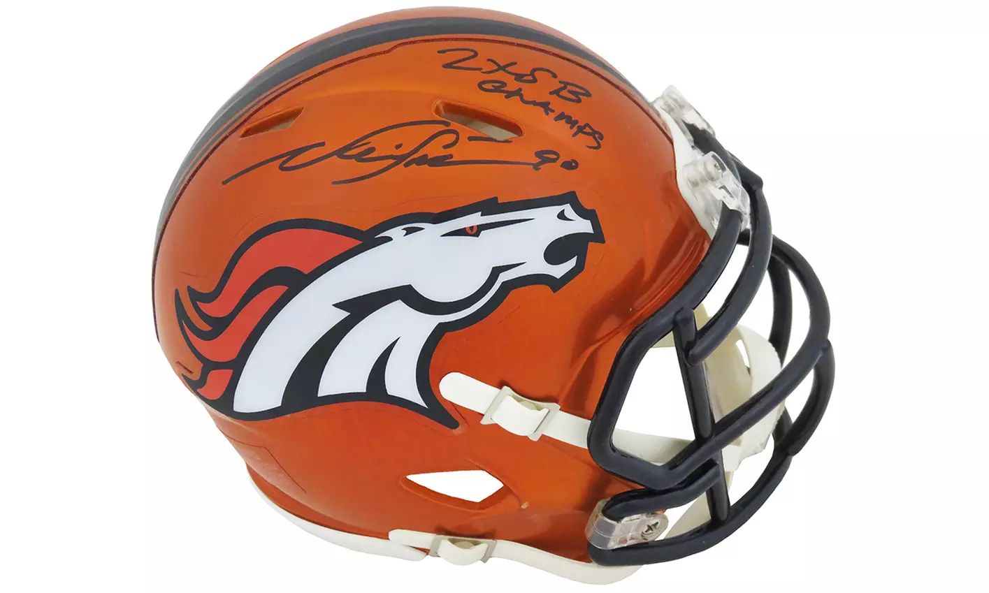 Neil Smith Signed Denver Broncos FLASH Riddell Speed Mini Helmet w/2x SB Champs - Primary Image