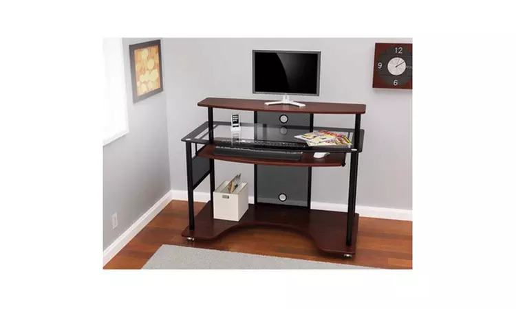Jacen Workstation Study Table Desks Home Office Furniture, Cherry - Second Medium