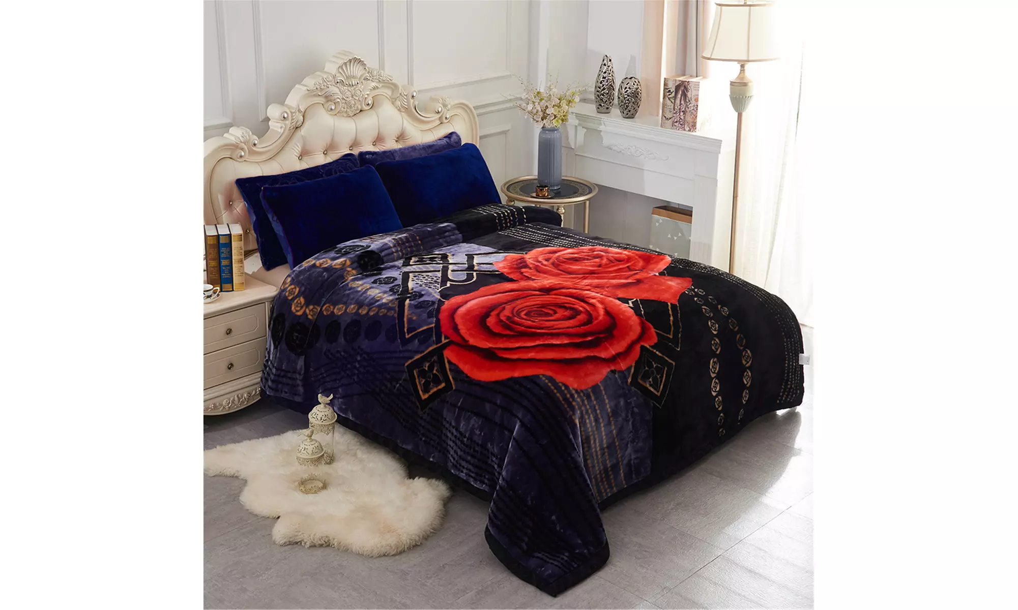 JML Heavy Fleece Blanket,2 Ply Printed Bed Blanket For King Size,85"x93",10Lb