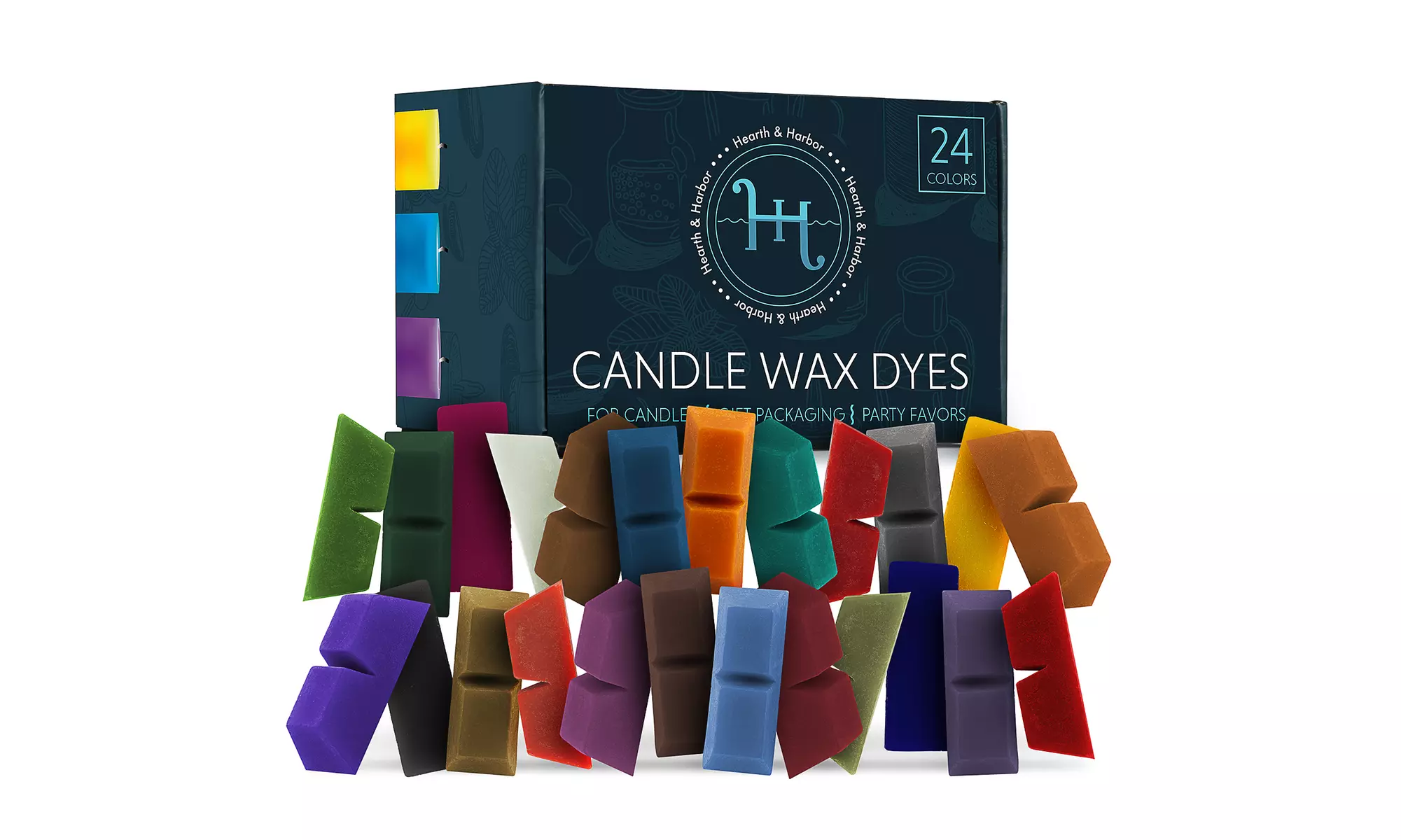 Hearth & Harbor Candle Dyes for Candle Making - 24 Color Blocks Candle Wax Dye - Primary Image