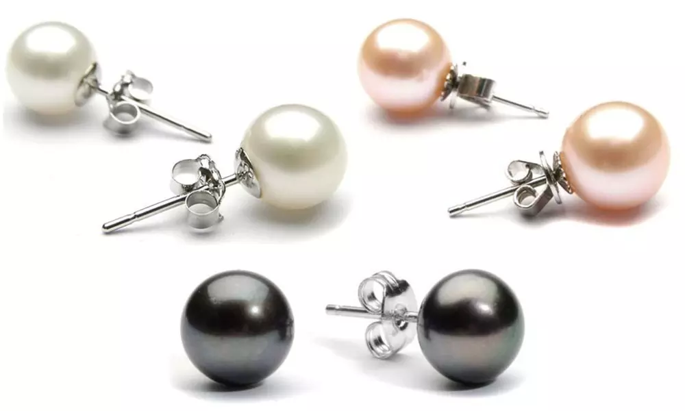 Set of 2 8mm Pearl Stud Earrings - Primary Image