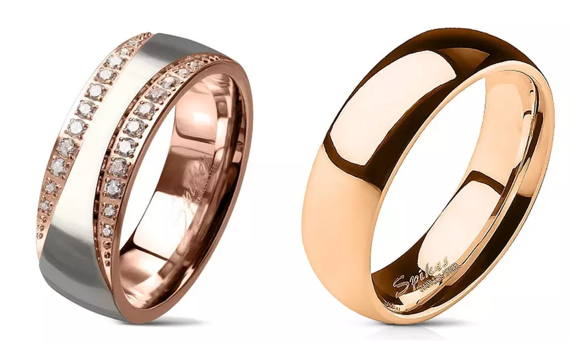 2 Pack 316L Stainless Steel Rose Rings - Primary Image