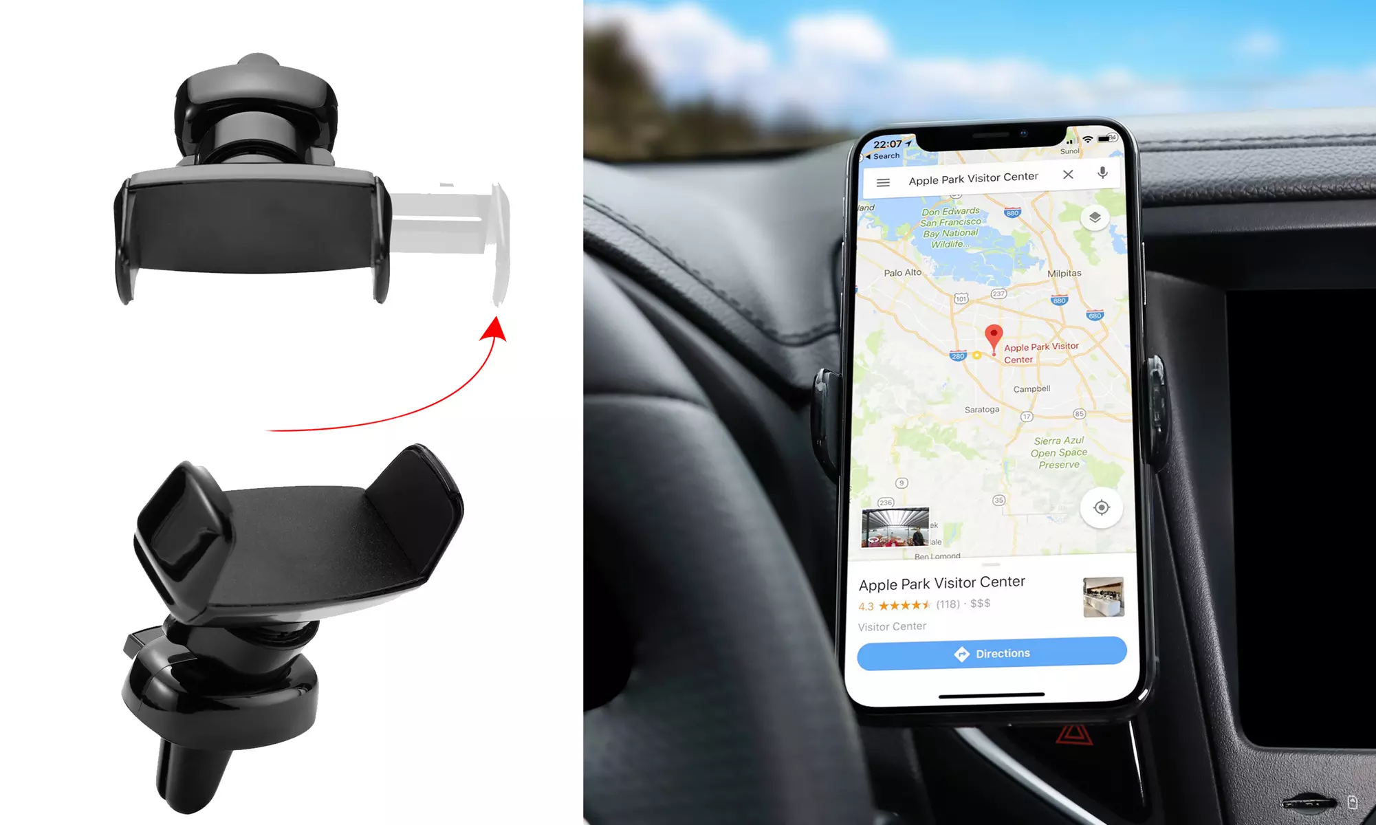 Glossy Universal Air Vent Car Mount Phone Holder for Smartphones