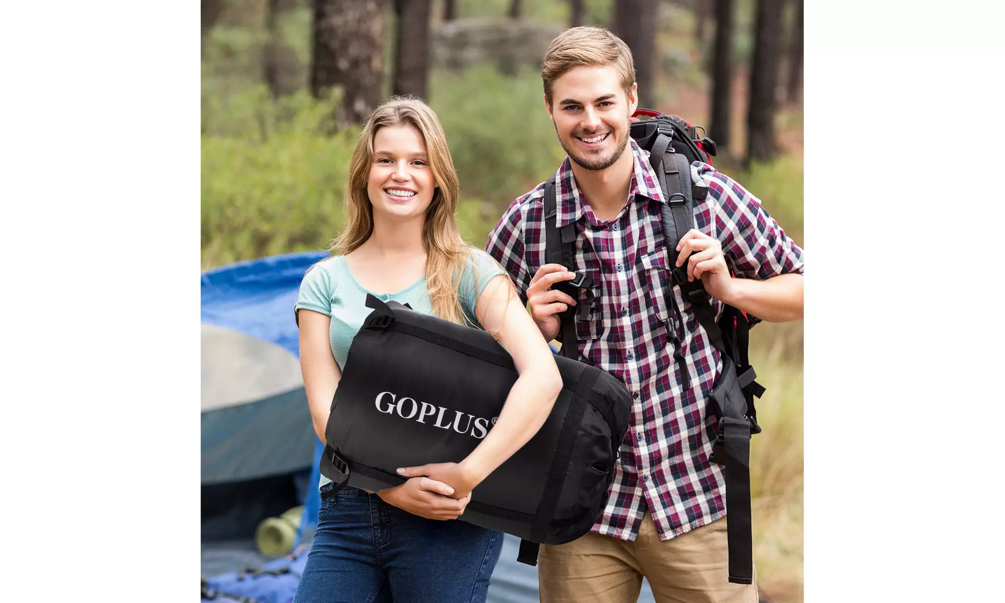 Goplus  Double 2 Person Sleeping Bag Waterproof w/ 2 Pillows Camping 