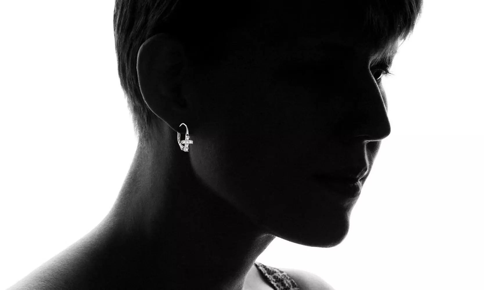 18K White Gold Plated Cross Lever Back Earrings with crystals from Swarovski