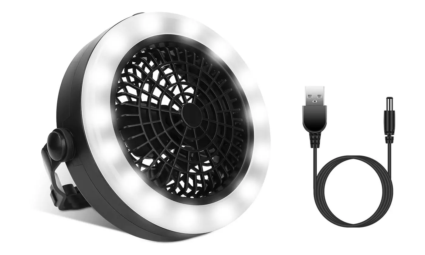 iMounTEK 2-In-1 USB Rechargeable Camping LED Fan Lantern Hanging Tent Light