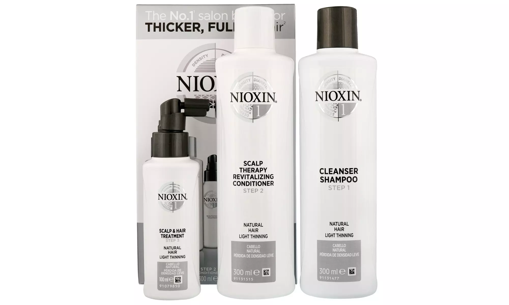 Nioxin System Kit with shampoo, conditioner, and treatment (10.1oz/10.1oz/3.4oz)