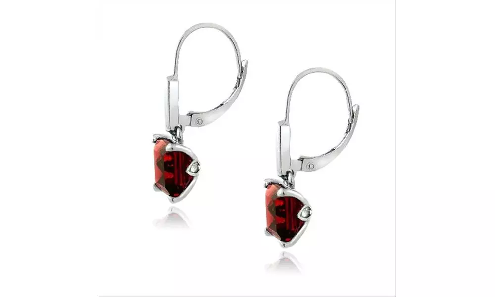 Sterling Silver 5.5ct Created Ruby Square Leverback Earrings