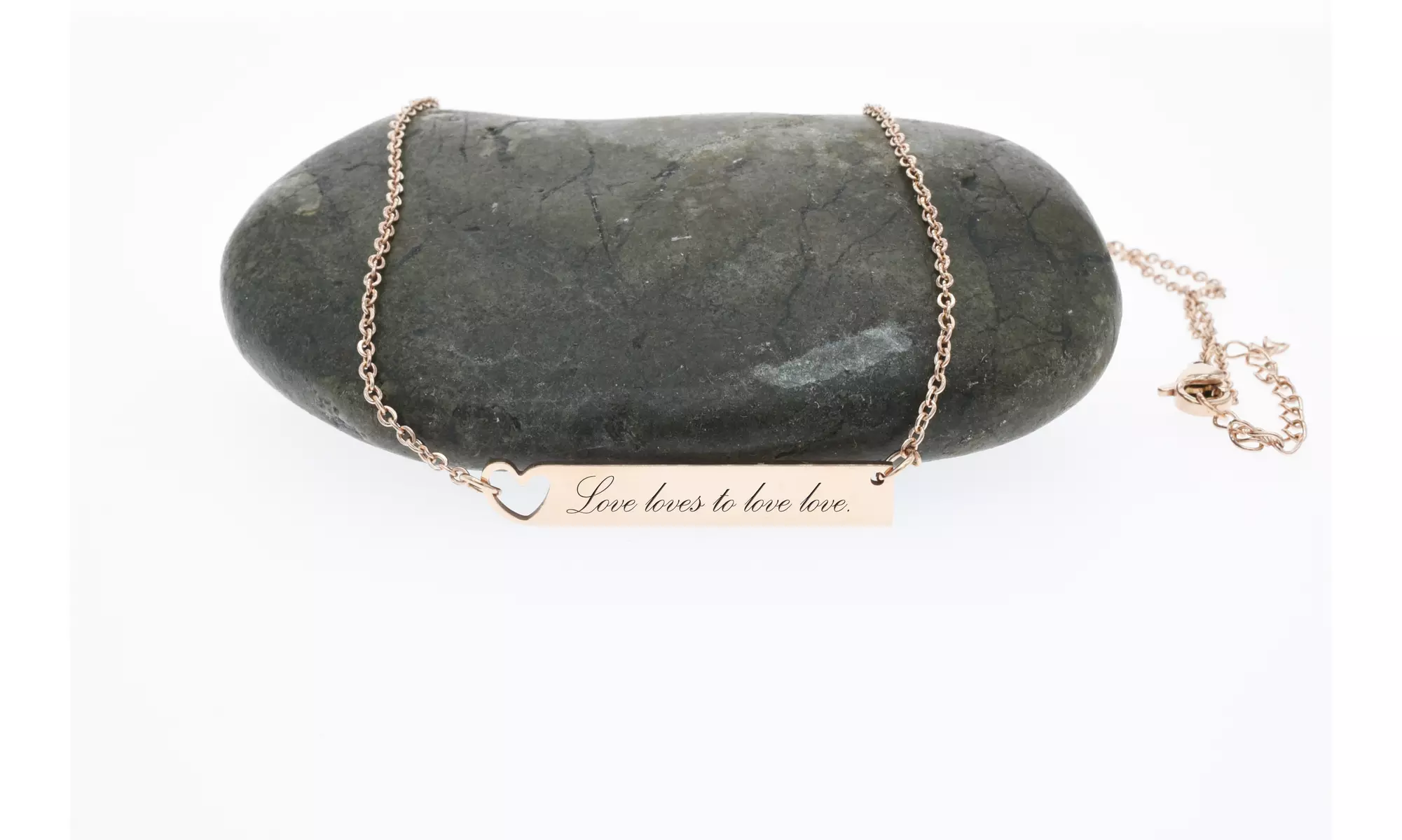 Inspirational Horizontal Heart Bar Necklace By Pink Box - Primary Image