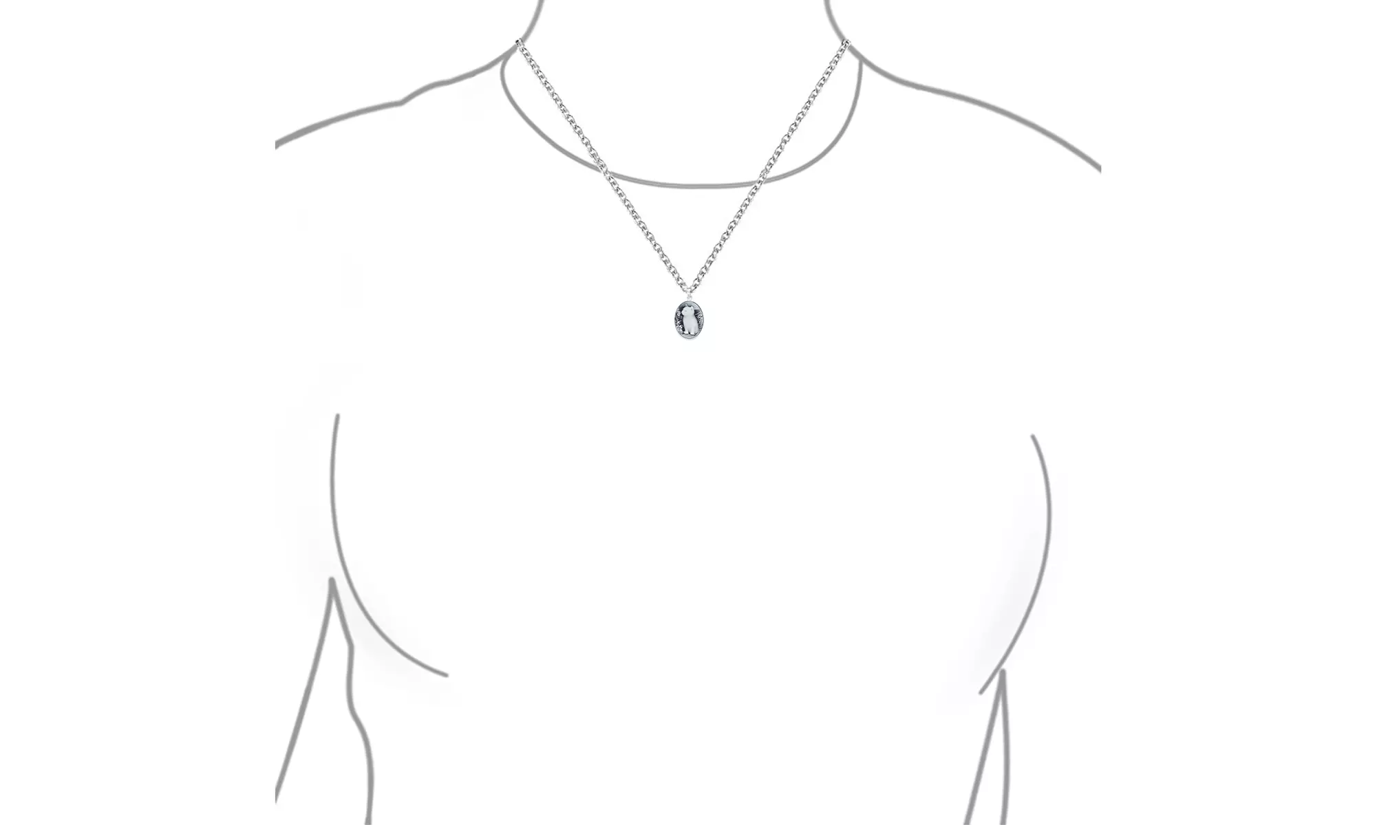 Kitten Pet Cat Cameo Necklace Pendant Sterling Silver - Second Medium