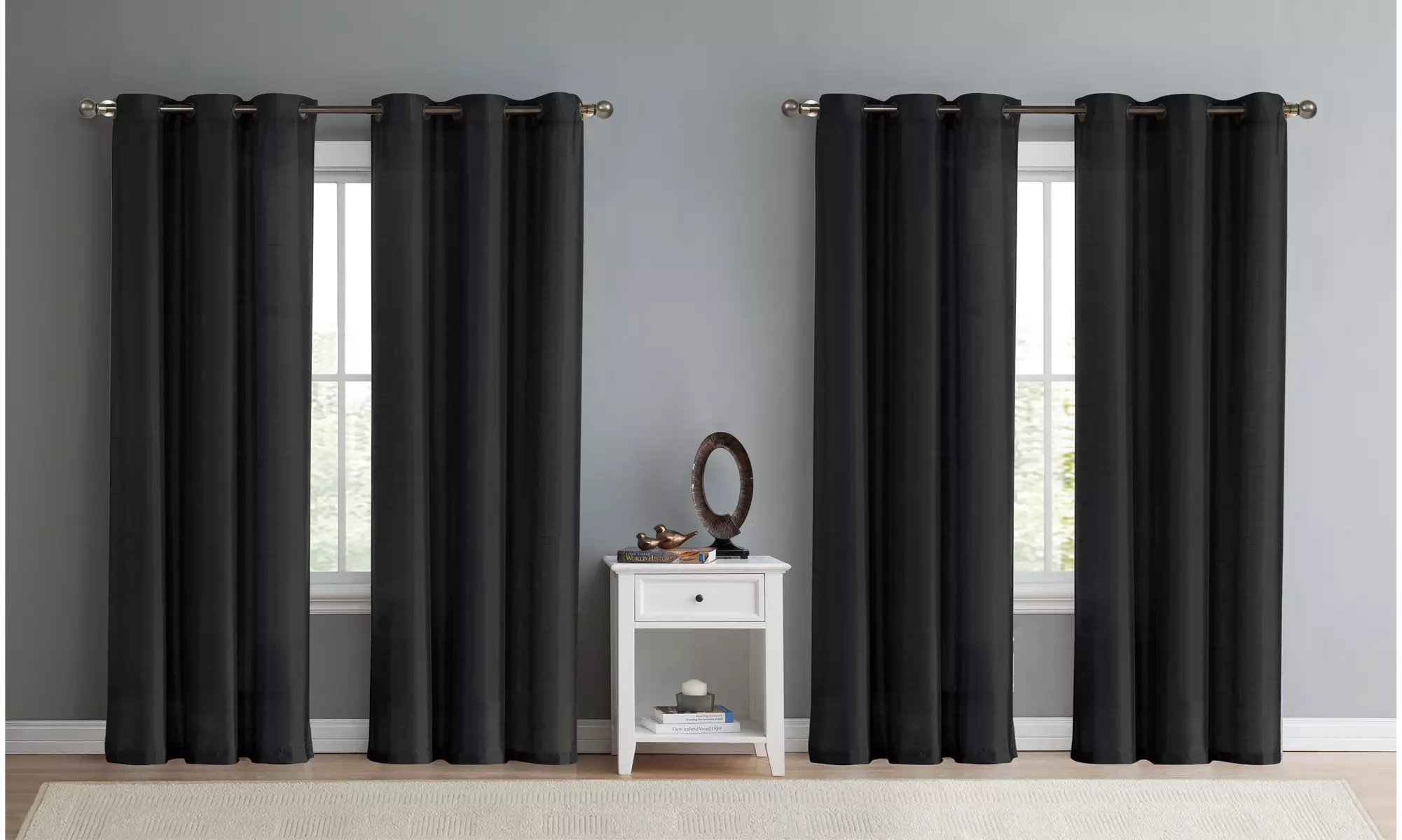 Aria Faux Silk Window Curtain Panel Set (4-Pack) - Primary Image