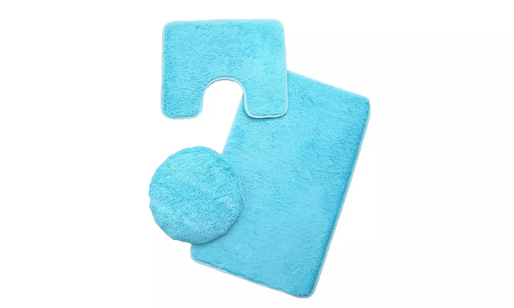 US 3-Piece Bathroom Rug Set Include U-Shaped Contour Toilet Mat Machine Washable