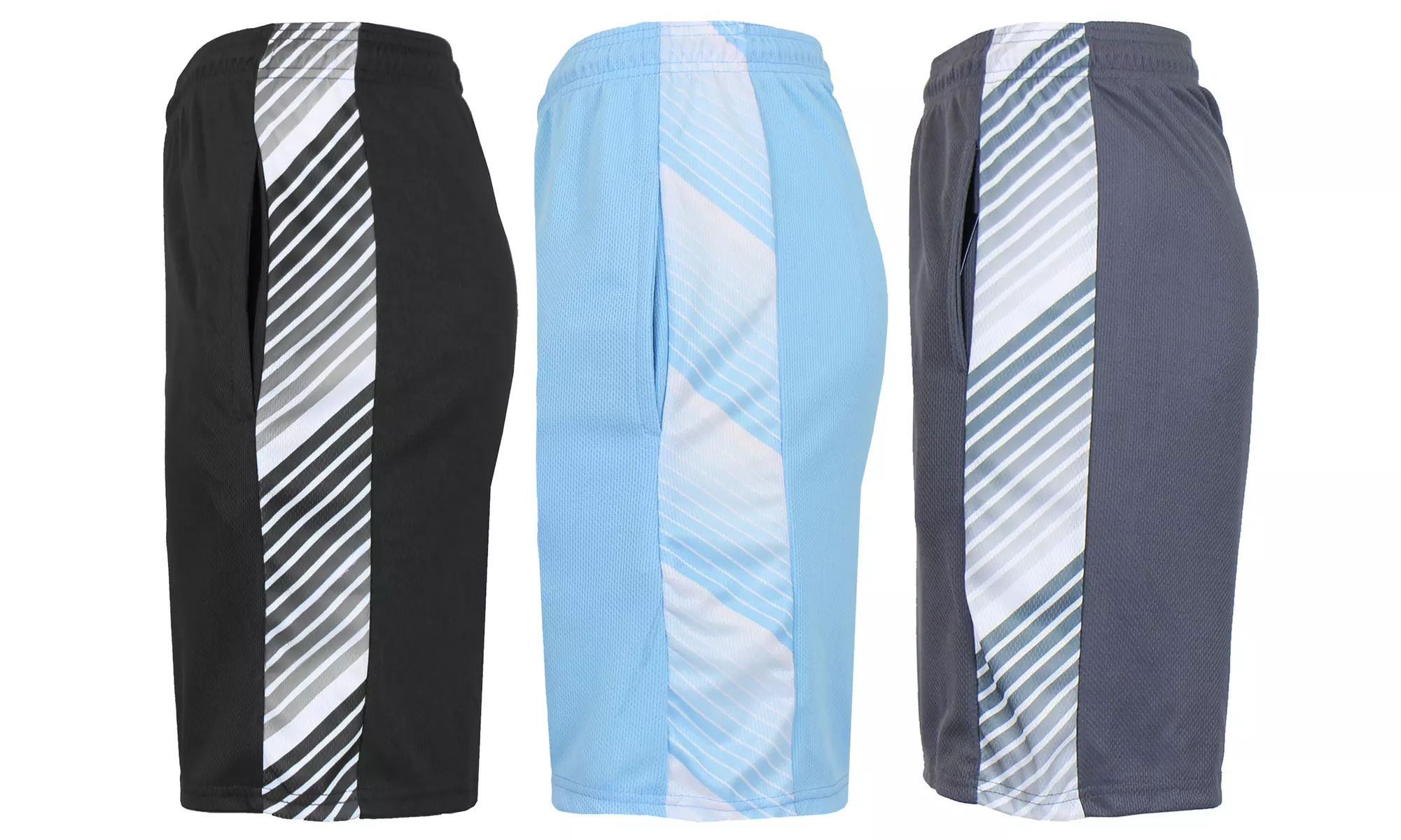 (3-Pack) Men's Moisture Wicking Performance Mesh Shorts With Side Trim Design